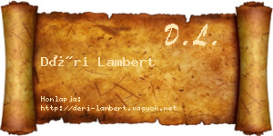 Déri Lambert névjegykártya